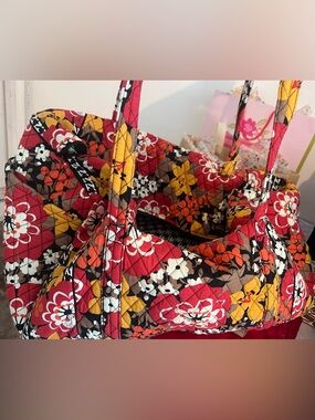 Vera Bradley Bittersweet Quilted Floral Large Duffel Bag in Red, Yellow & Brown